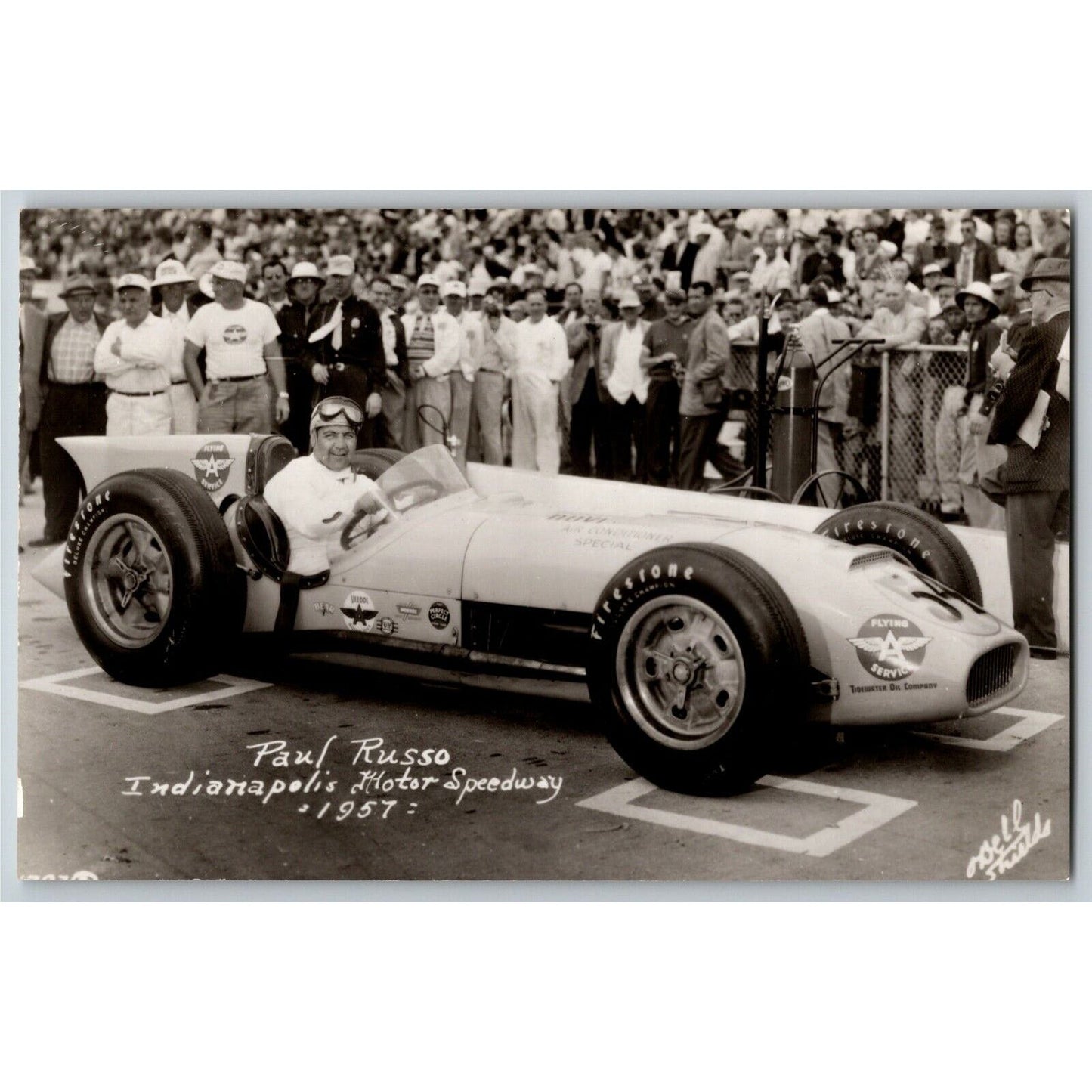 Indy 500 RPPC Postcard "1957 Paul Russo" Official Race Photo Unposted VGC