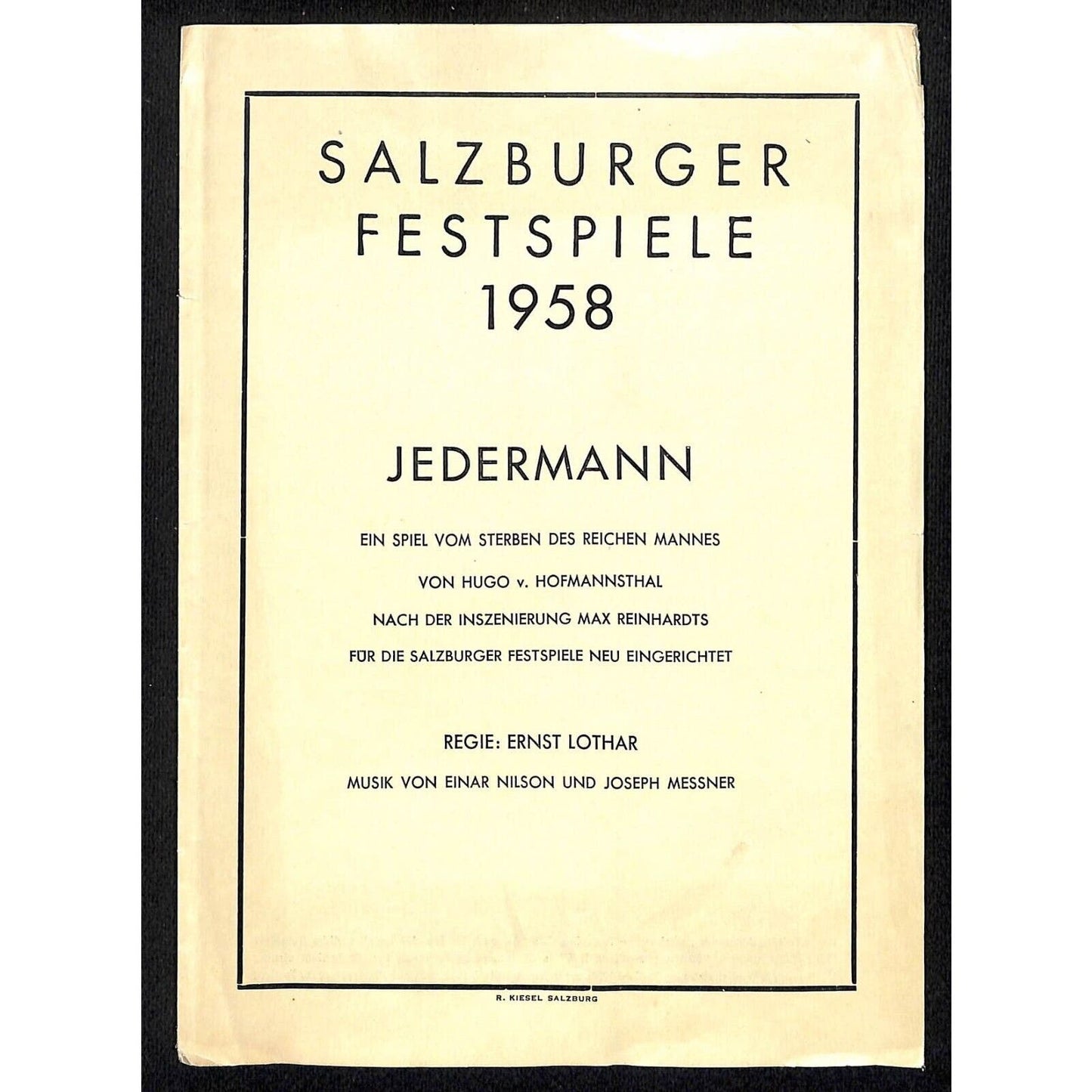Salzburger Festspiele 1958 Program Hugo von Hofmannsthal Jedermann w/ 2 Tickets