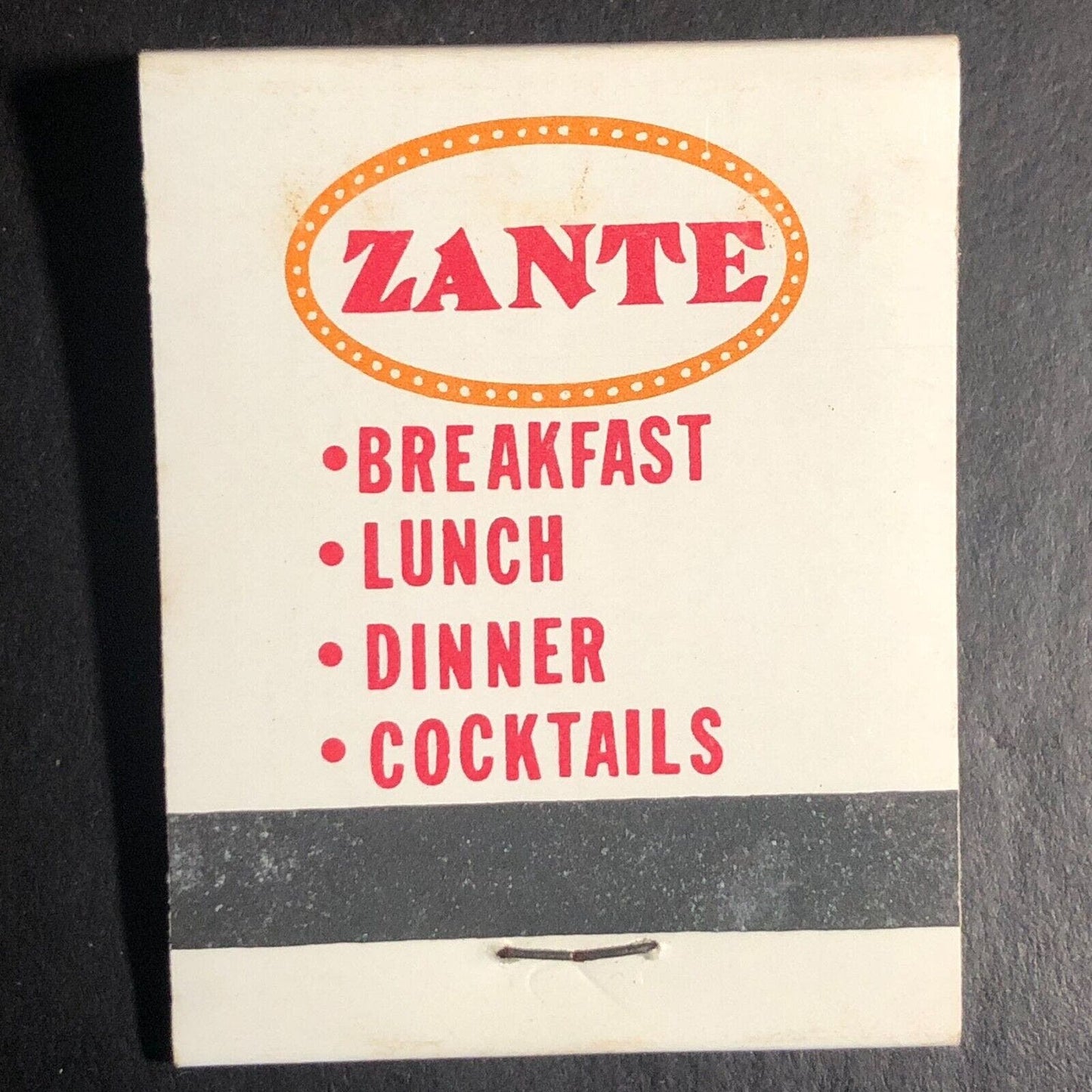 Zante Restaurant Palos Hills, IL Full Matchbook c1974-84