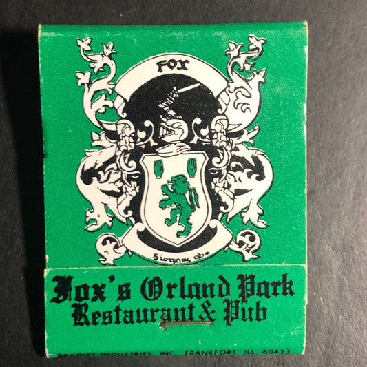 Fox's Orland Park Restaurant Pub Matchbook c1974-84 w/ Coat of Arms