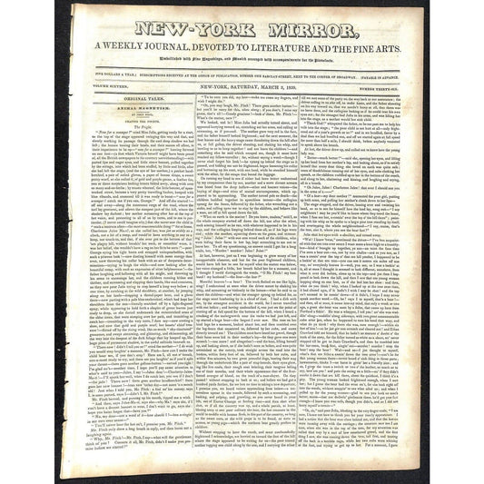 New-York Mirror Weekly Journal Literature Fine Arts Newspaper 3/2/1839