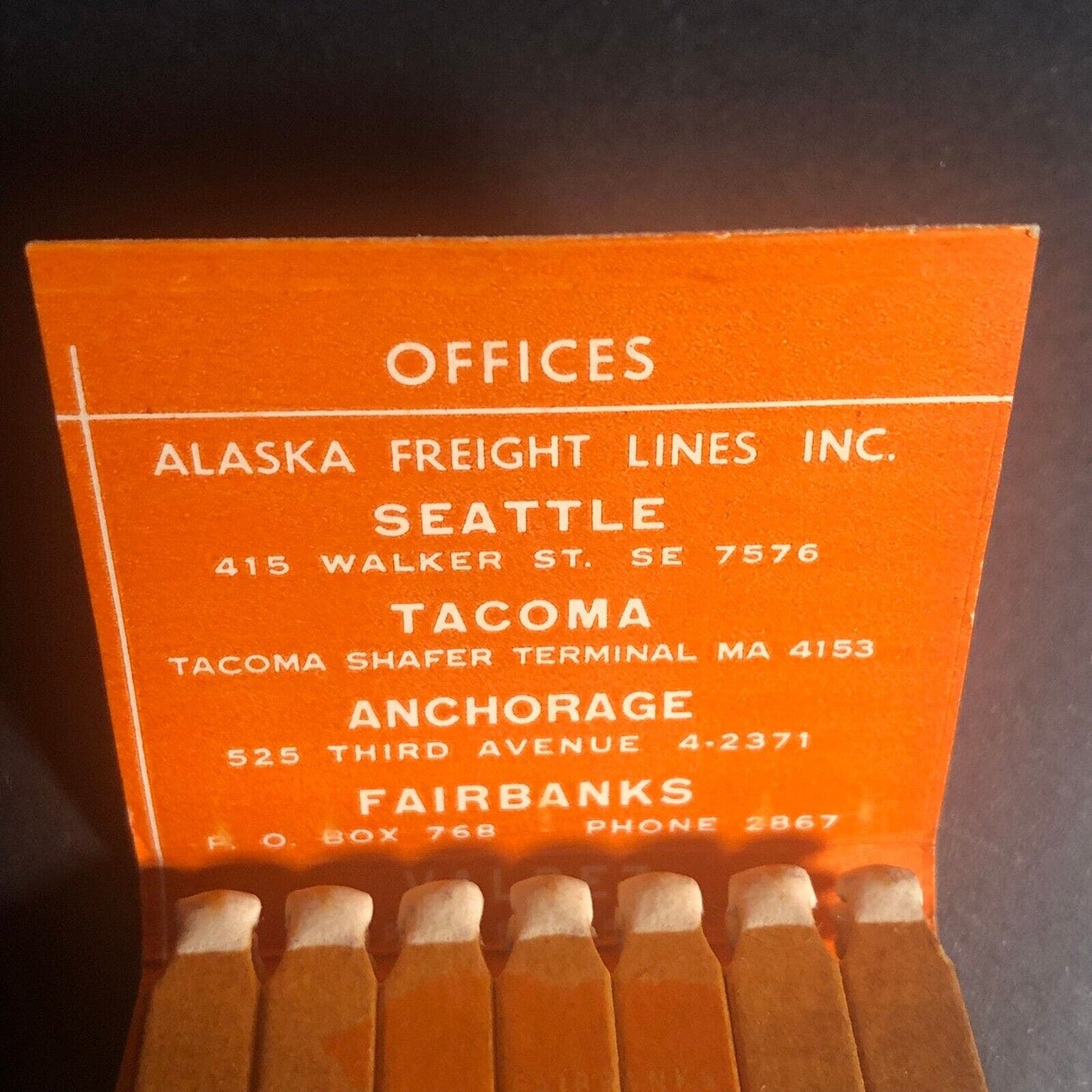 Alaska Freight Lines c1940's-50's 21-Strike FEATURE Matchbook VGC Very Scarce