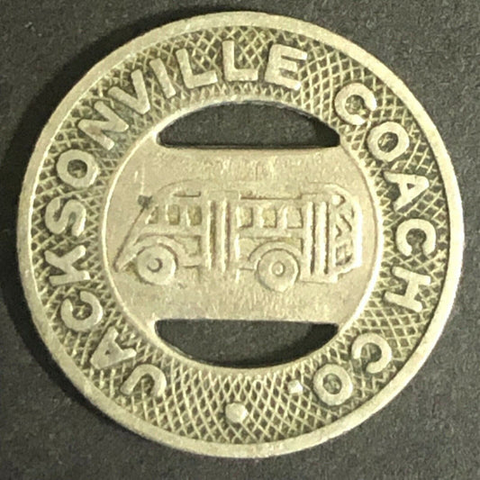 c1940-50's 16mm Jacksonville Coach Company Florida Brass Transit Token