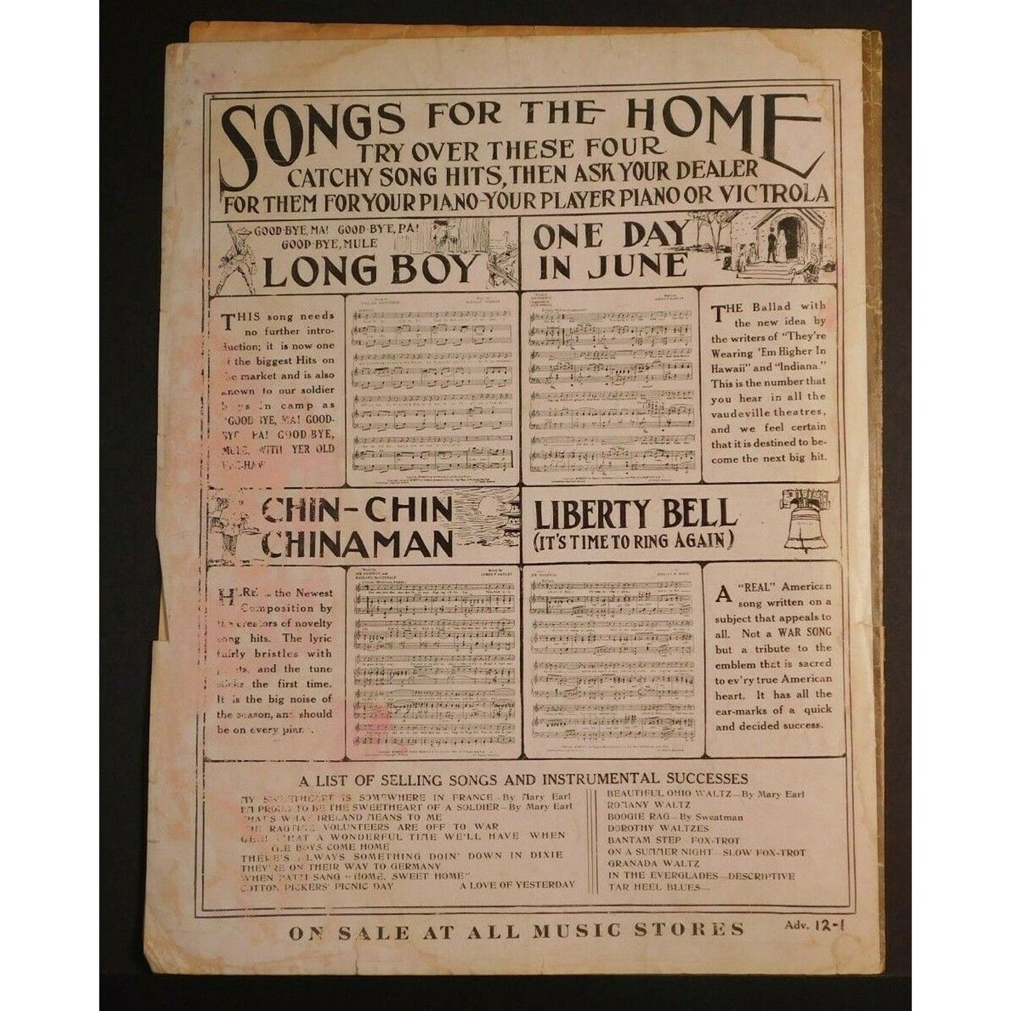 WWI Sheet Music - "I'm Proud To Be The Sweetheart Of A Soldier' Heart