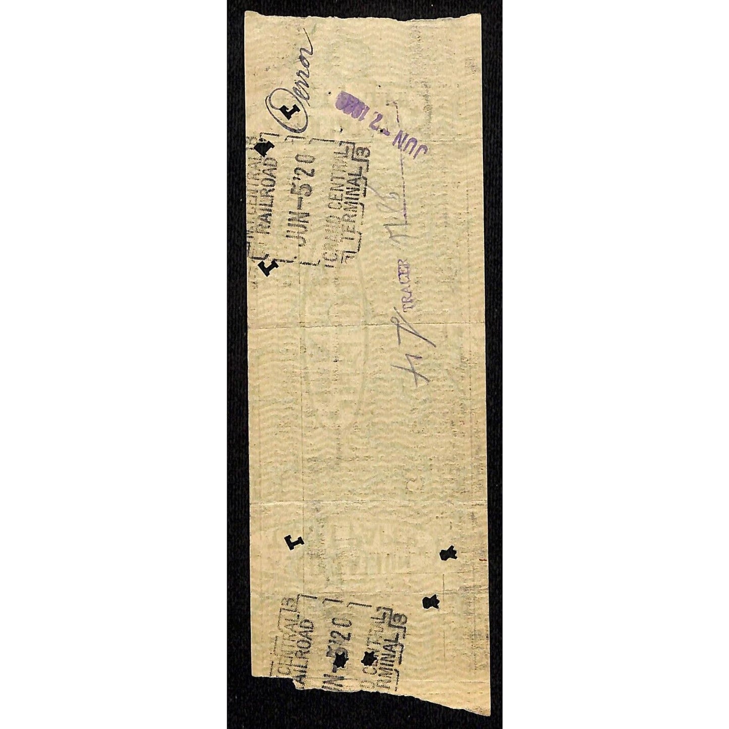 1920 New York Central Railroad Ticket to Rochester, MN #1578 - 6 1/2"