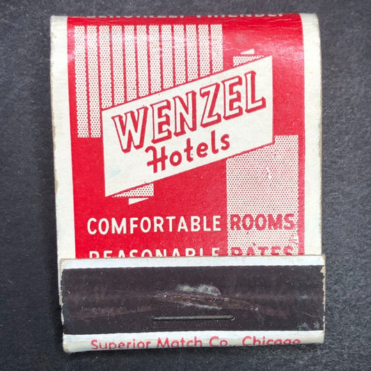 Wenzel Hotels Chicago Locations Mostly Full (-2) Matchbook c1940's-50's VGC