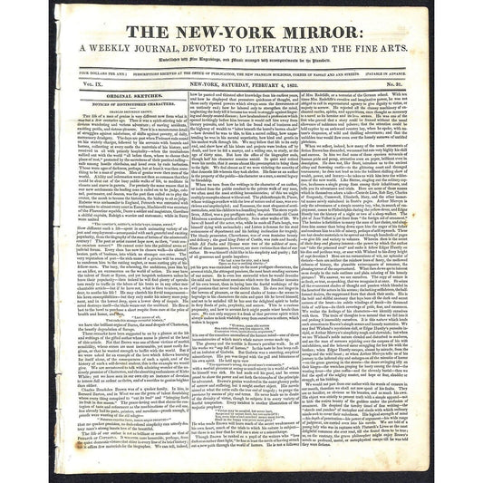 New-York Mirror Weekly Journal Literature Fine Arts Newspaper 2/4/32 8pp