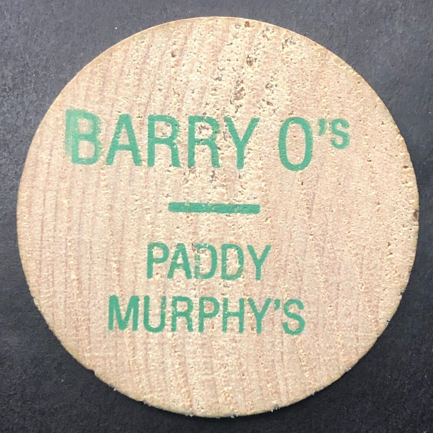 Barry O's Paddy Murphy's O'Toole's "18th Amendment" Wooden Nickel 38mm c1970's