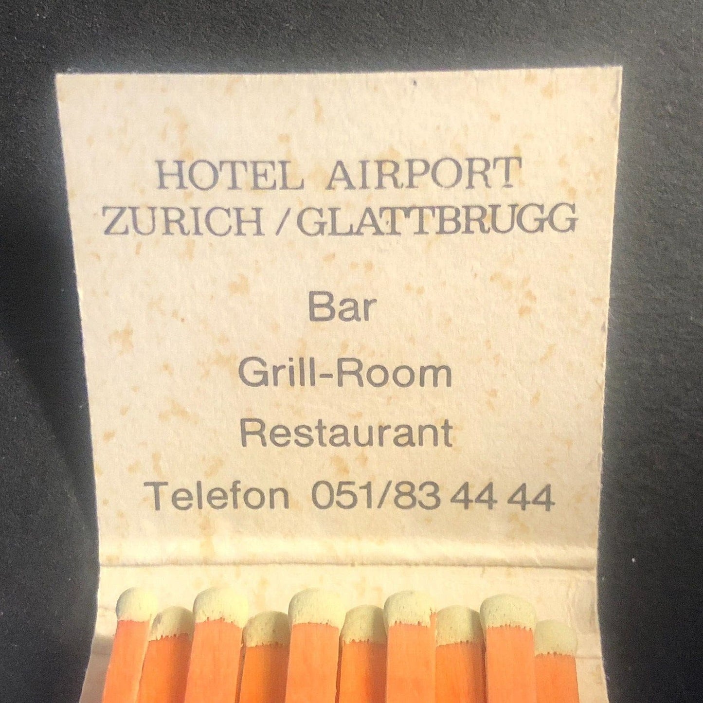 Hotel Airport Zurich / Glattbrugg Vintage Full Matchbook Wooden c1960's-73
