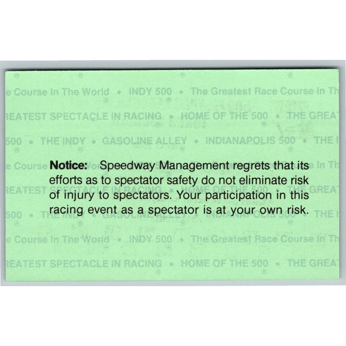 2000 Indy 500 Practice Day Grounds Admission Ticket Pass Card IMS #03556 VGC