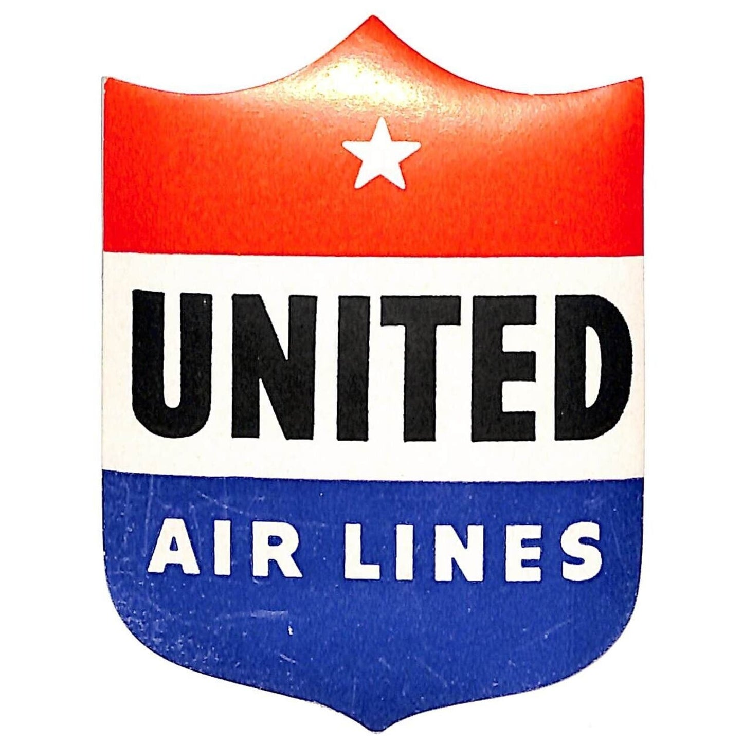 Delta Airlines Luggage Label Shield - Die Cut Red White Blue 3" x 3 3/4"