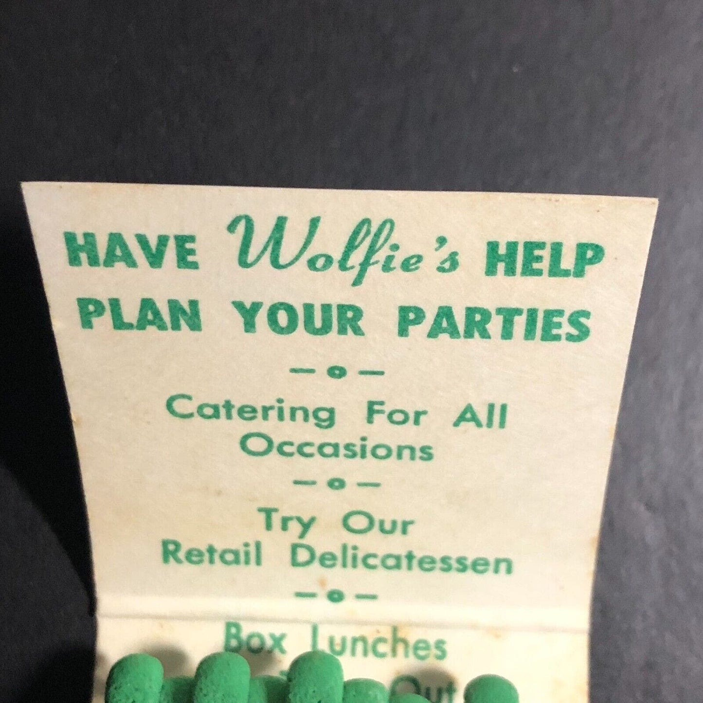 Wolfie's Restaurant Sandwich Shop St Petersburg Matchbook c1968-73