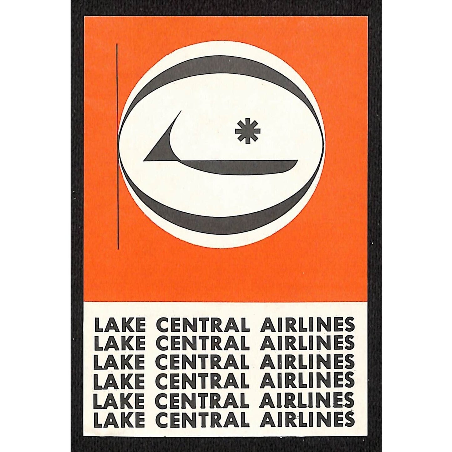 Lake Central Airlines (1950-68) (No Gum) Label 3" x 4 1/2" VGC