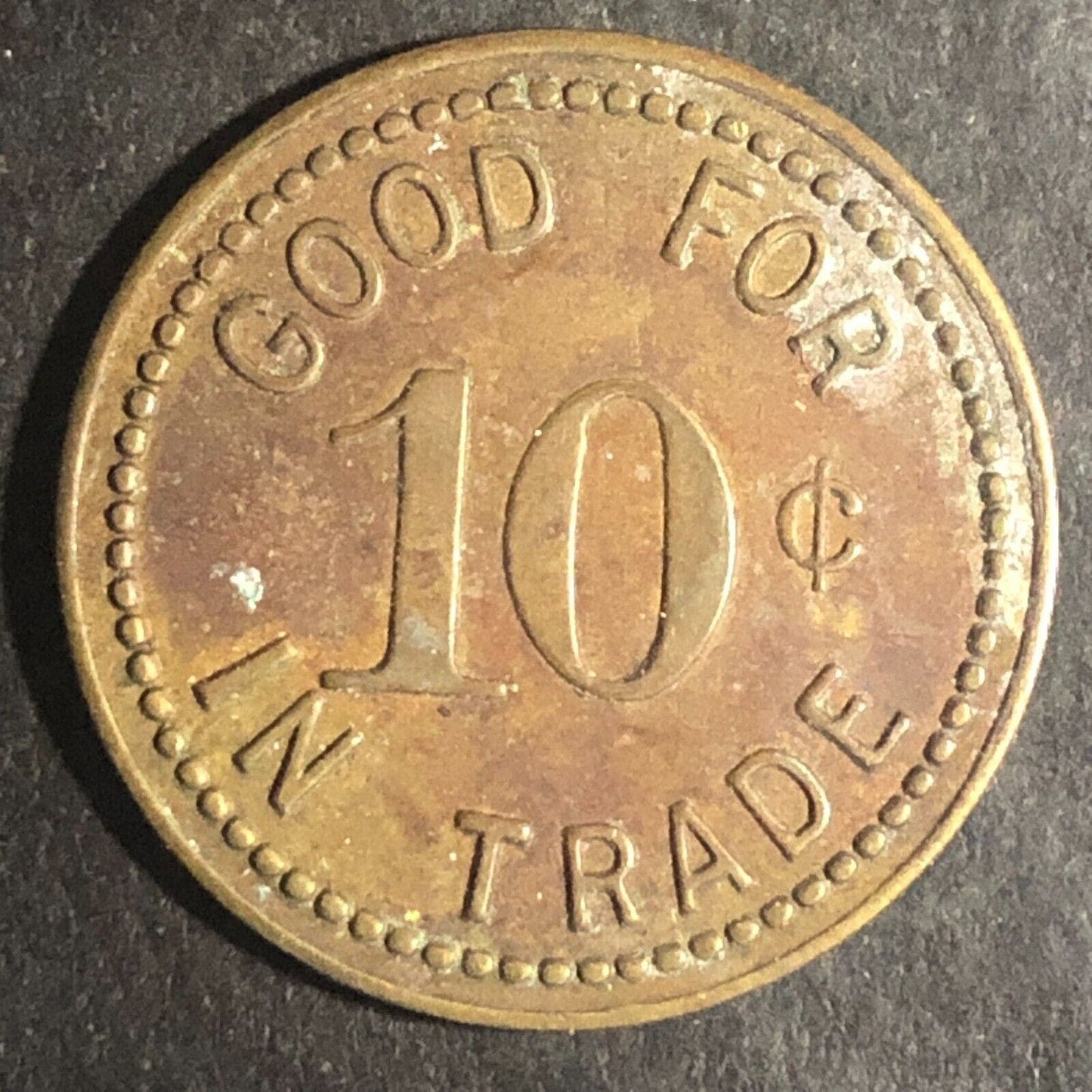 G.B. Silvertown Lunch Akron, OH G/F 10¢ In Trade Brass Token (Est 1934) Scarce