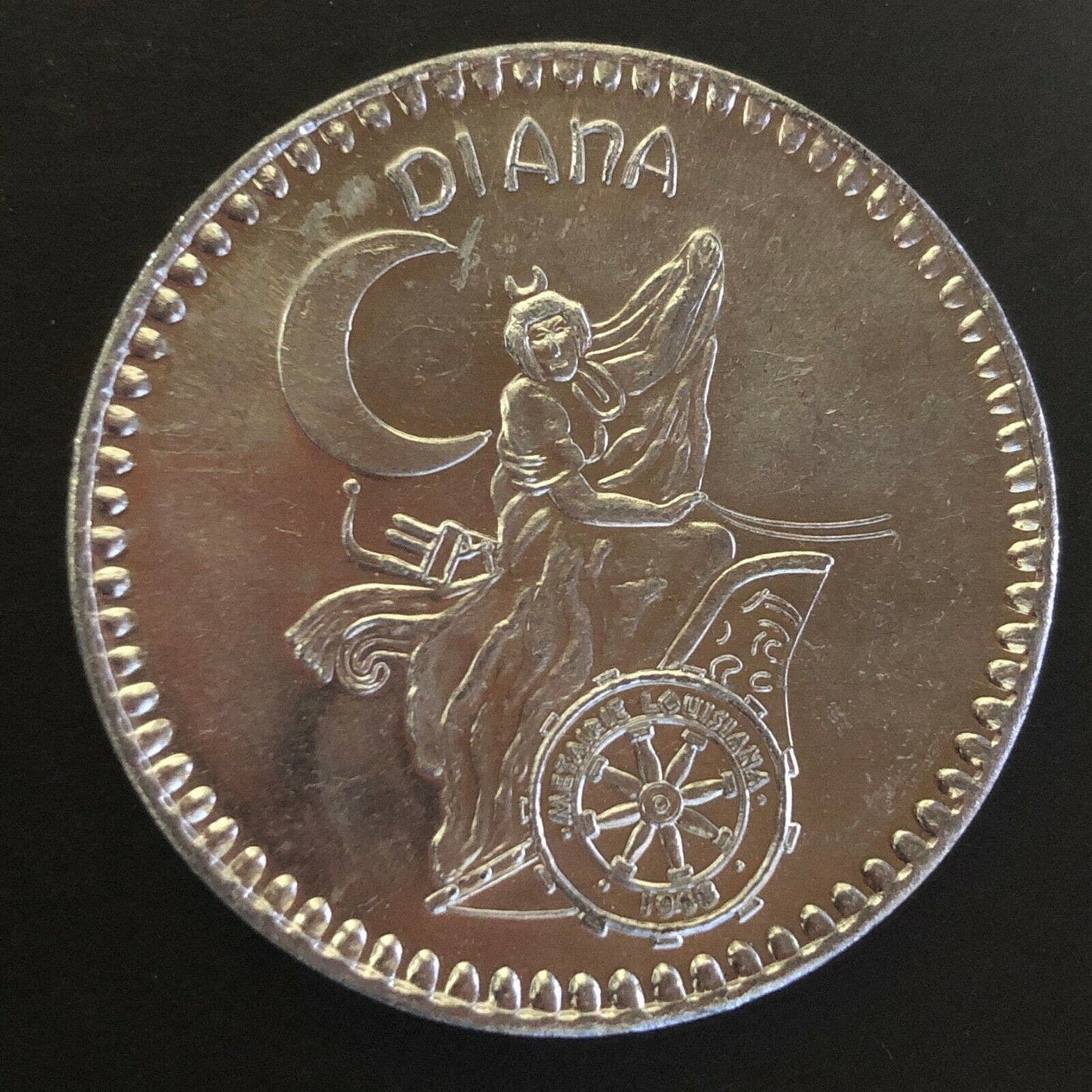 39mm Aluminum "Summertime 1984 - Diana - Metairie, Louisiana" Mardi Gras Token