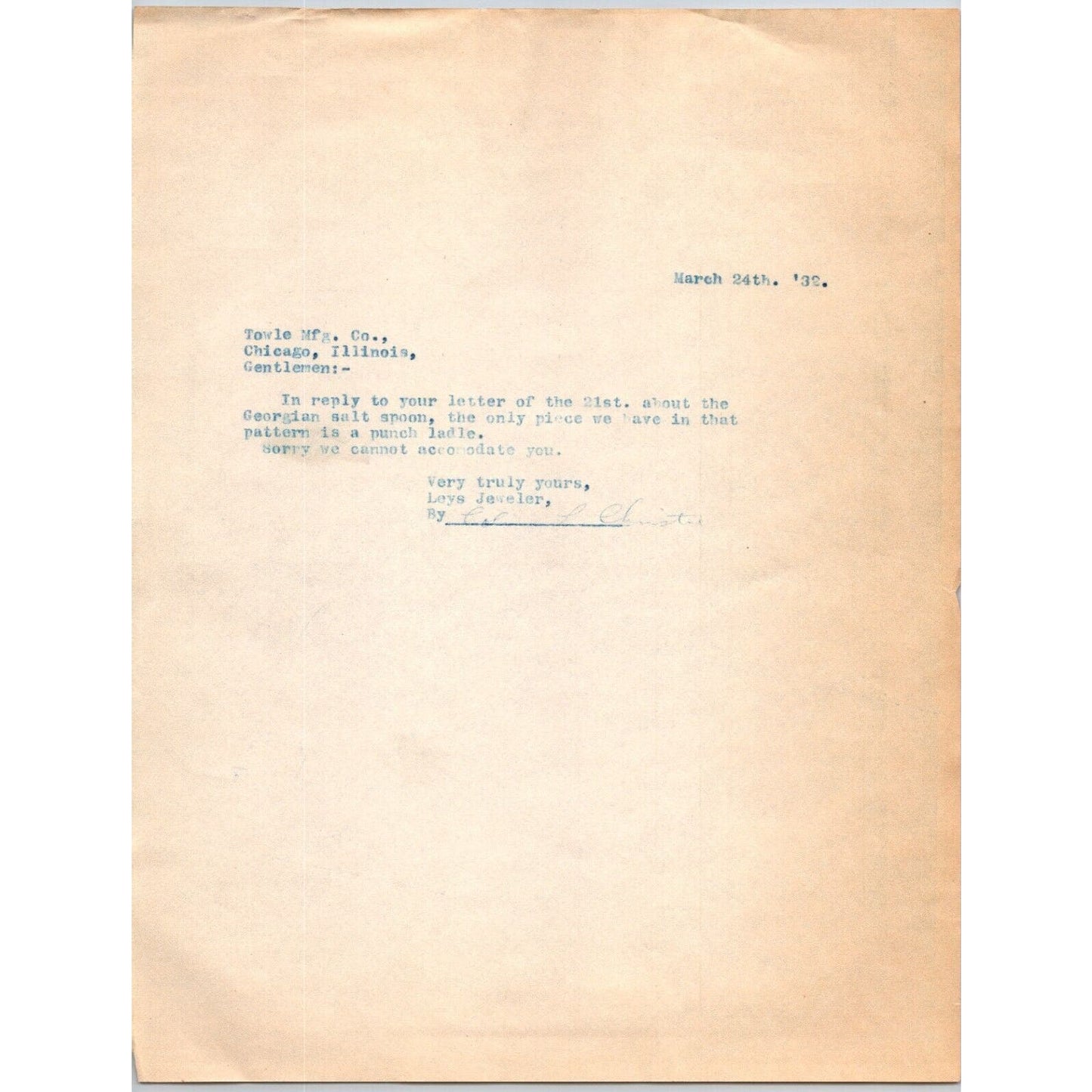 Leys Jewelers Butte, MT Gorham Company Silver - 3 1932 Plain Letters