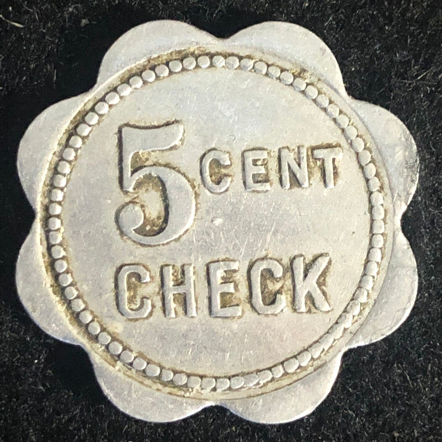 "Erie 66" 5c Cent Check (Elk's) Scalloped Aluminum Token 28mm w/Buck Head Scarce