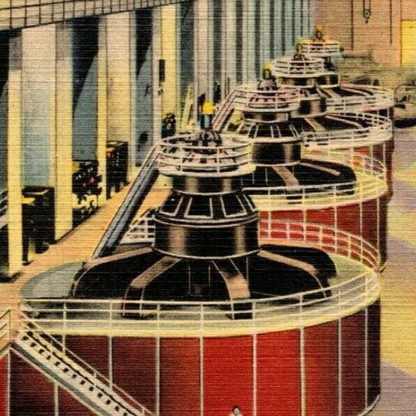 Vintage Linen Postcard Boulder Dam Power House Nevada Wind - Unposted VGC