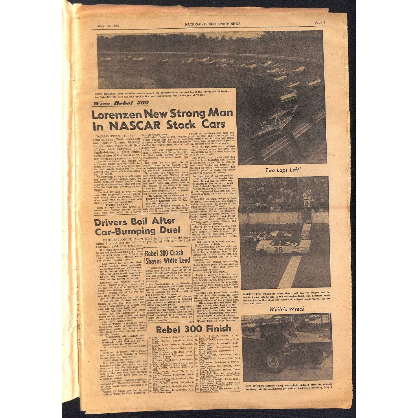 National Speed Sport News 5/10 1961 Lorenzen Beats Turner Rebel Racing 15pp VGC