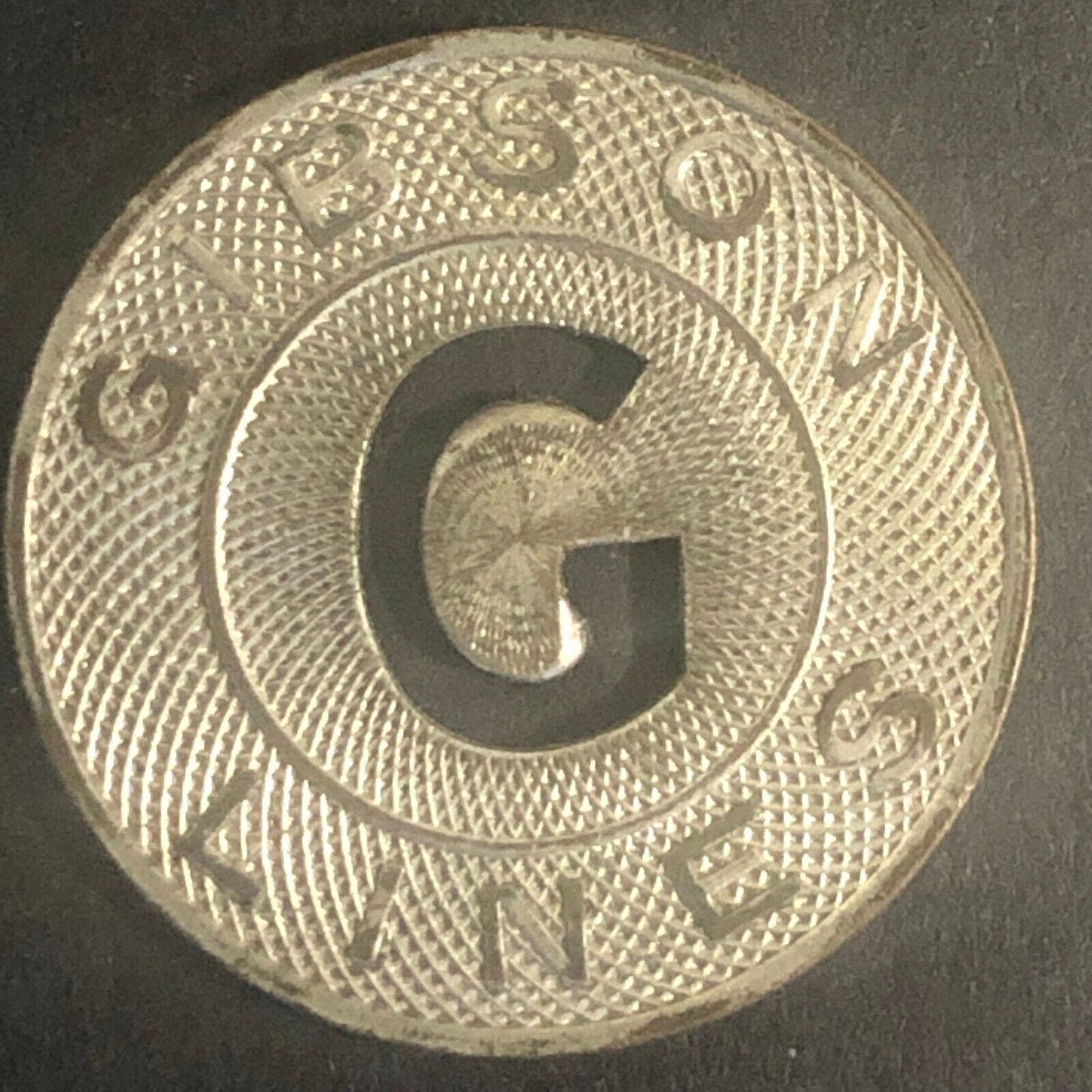 c1950's 23mm Gibson (Bus) Lines Brass G/F Transit Token Sacramento, CA -- VGC
