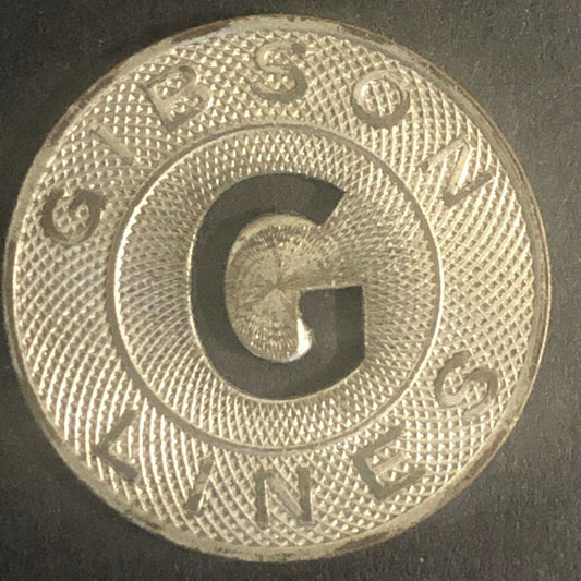 c1950's 23mm Gibson (Bus) Lines Brass G/F Transit Token Sacramento, CA -- VGC