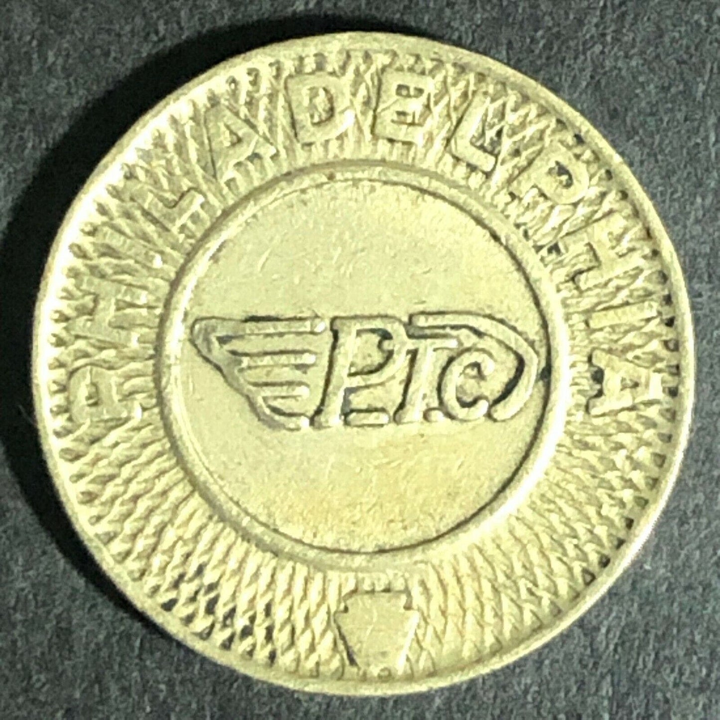 Brass G/F One Fare Transit Token Philadelphia Transportation Co. PTC 16mm (1871)