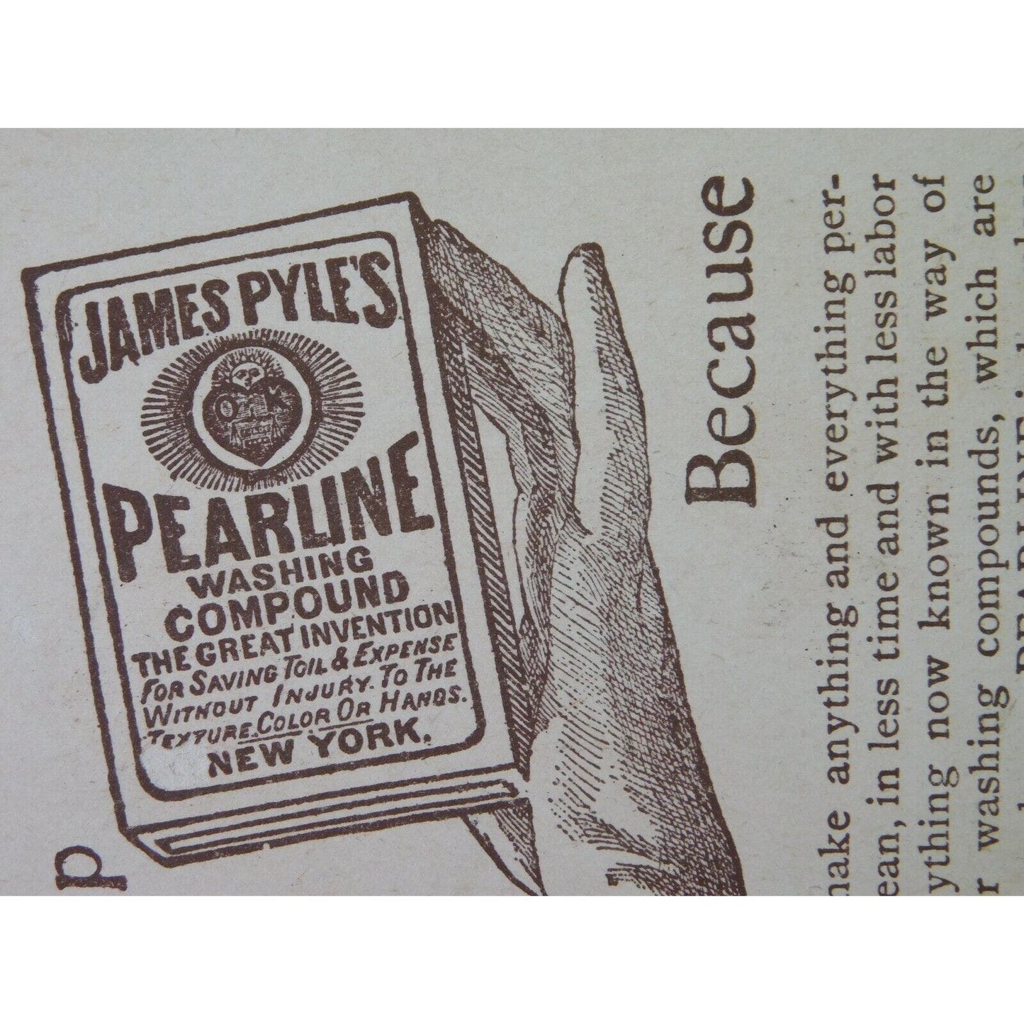 Victorian Advertising Trade Card - James Pyle's Pearline Washing Compound