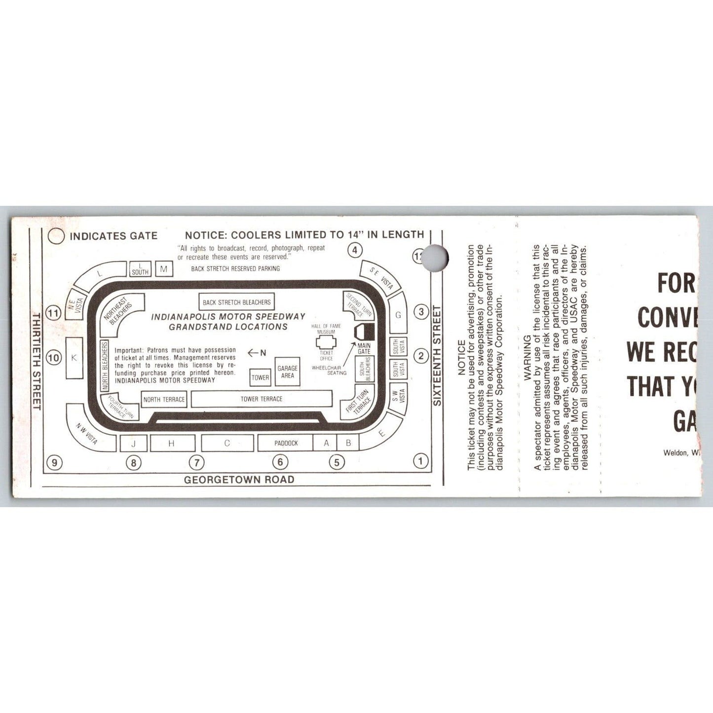1991 Indianapolis 500 Ticket Stub Racing IMS - First Turn Terrace