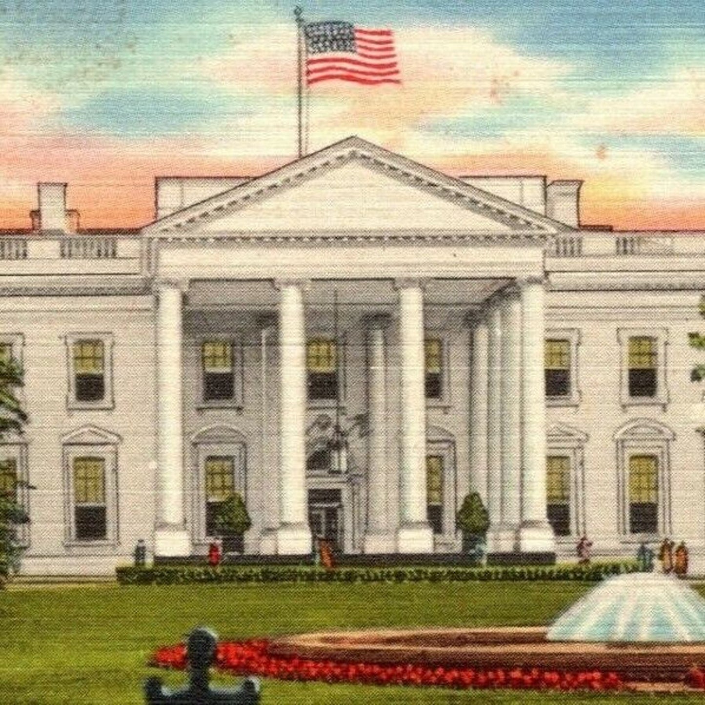 Vintage Linen Postcard The White House Washington, DC - Unposted