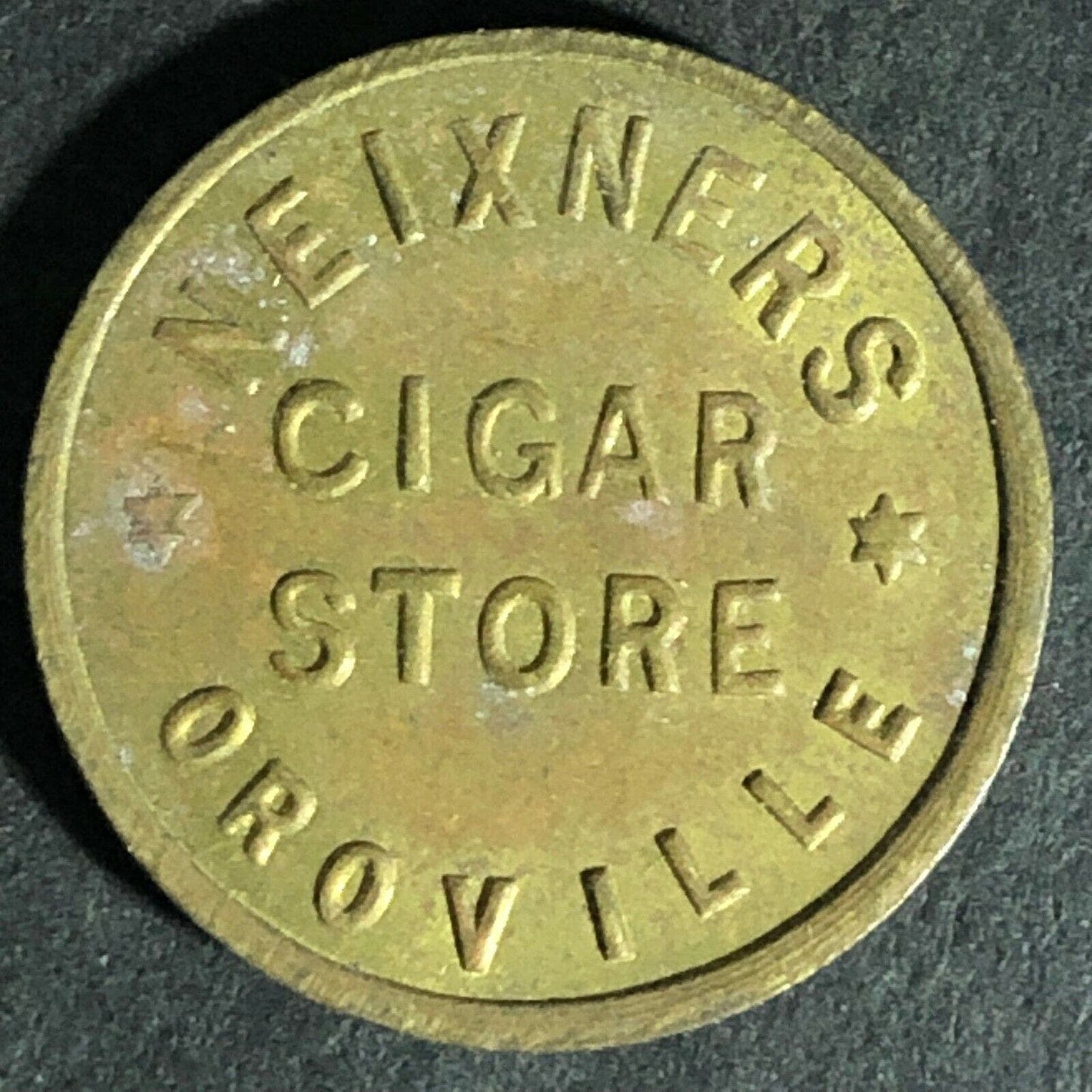 Oroville, CA Neixners Meixners Cigar Store Brass Token 21.25mm c1927