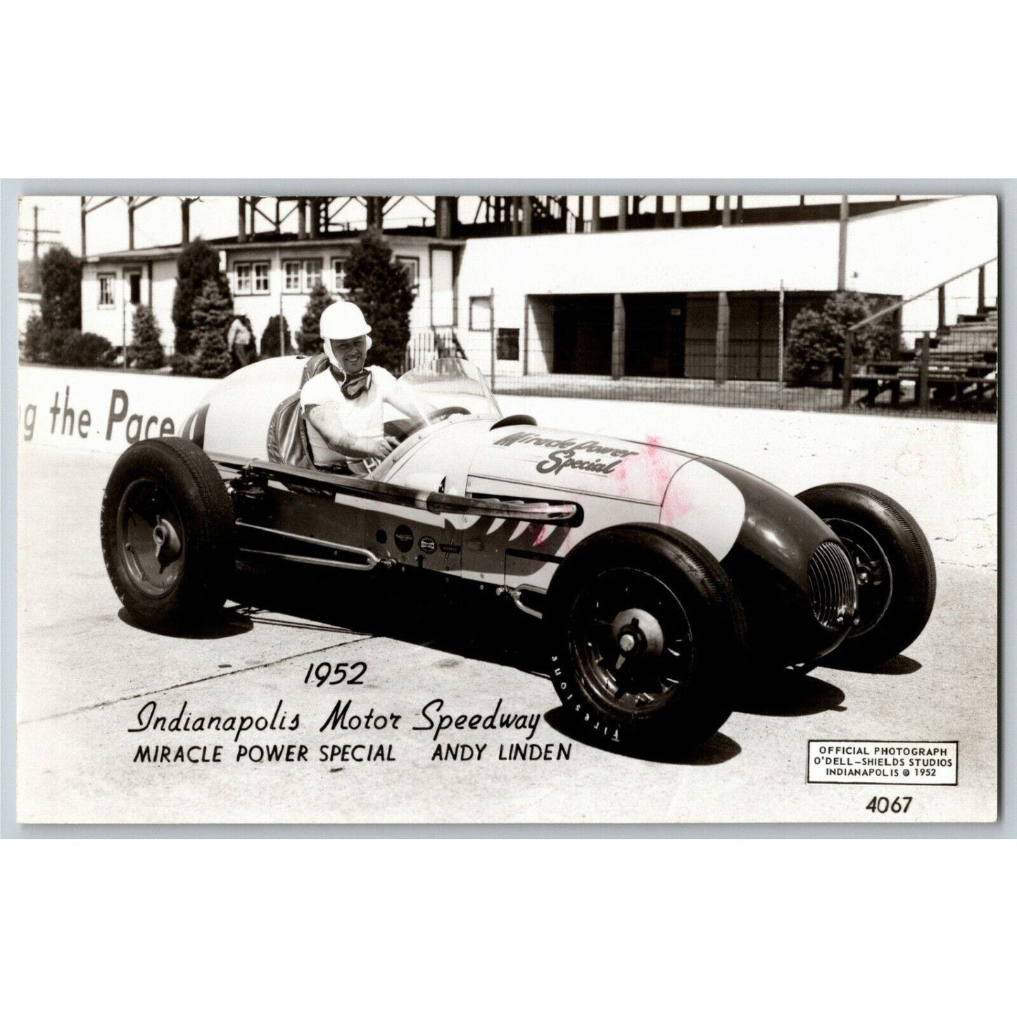 Indy 500 RPPC Postcard "1952 Andy Linden" Official Race Photo Unposted VGC