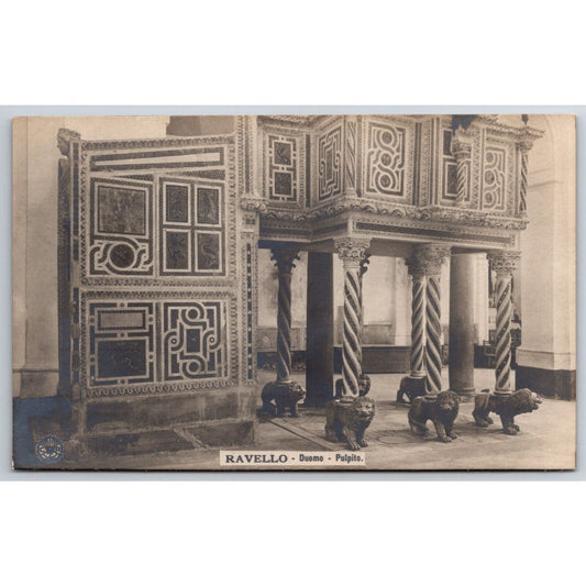 Italian Postcard Salerno Cathedral Pulpit RPPC 1901-1907 NP VGC