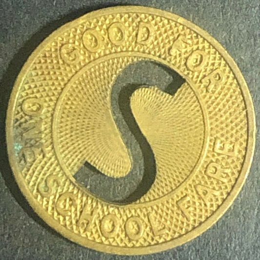 c1961 16mm Sacramento Suburban Transit G/F One School Fare Token CA