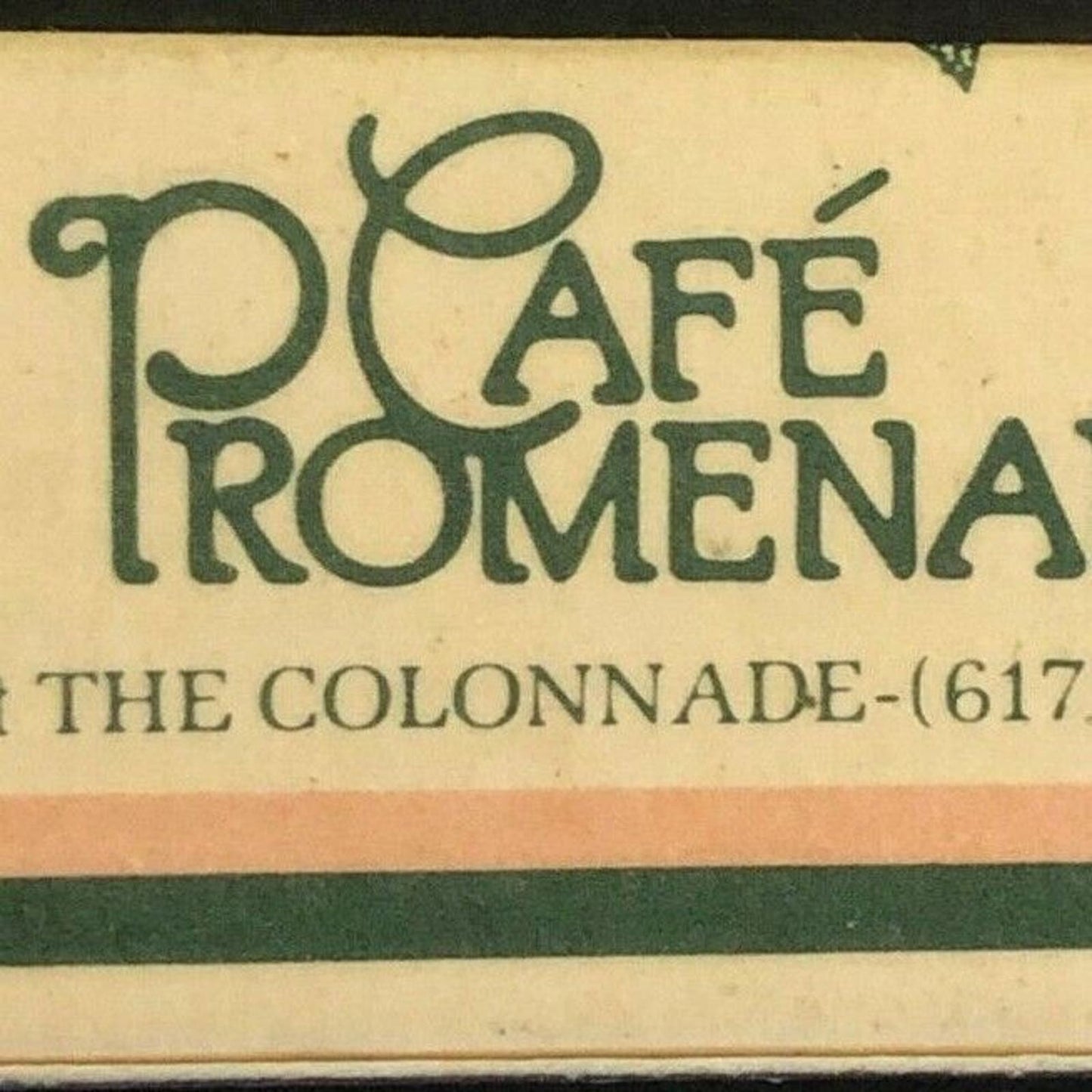 c1980's-90's Wooden Matchbox Matchbook "Cafe Promenade" Boston, MA