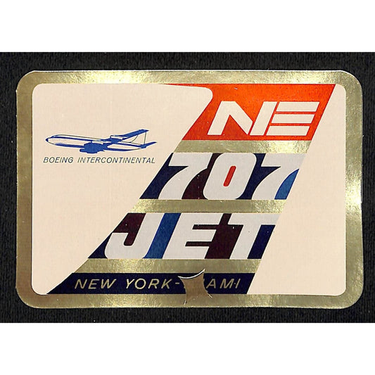 Northeast Airlines NE 707 Jet NY - Miami Airline Peel-Back Sticker Gold Foil VGC