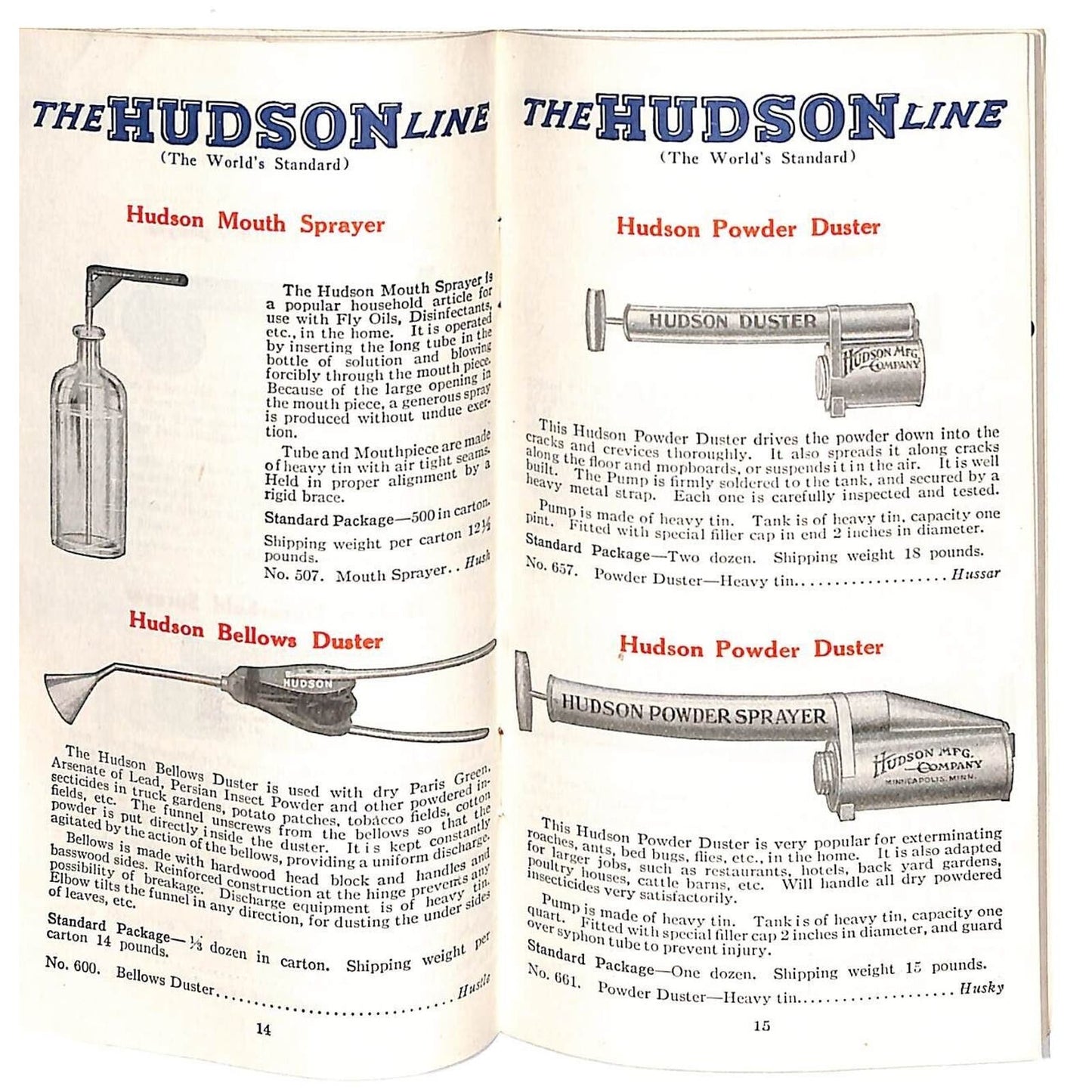 Hudson Sprayers Catalog Booklet 1926 44pp Illustrations Prices Part Nos. Scarce