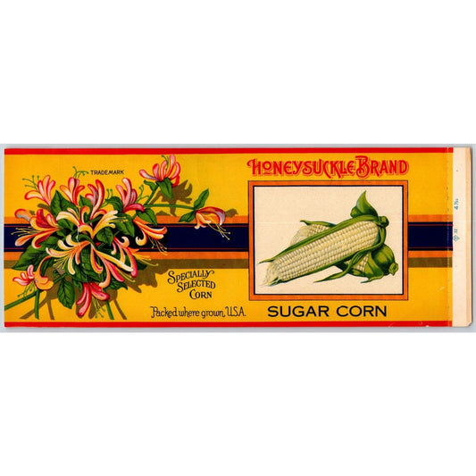 Honeysuckle Sugar Corn 4 Paper Can Labels c1930's w/ Damage