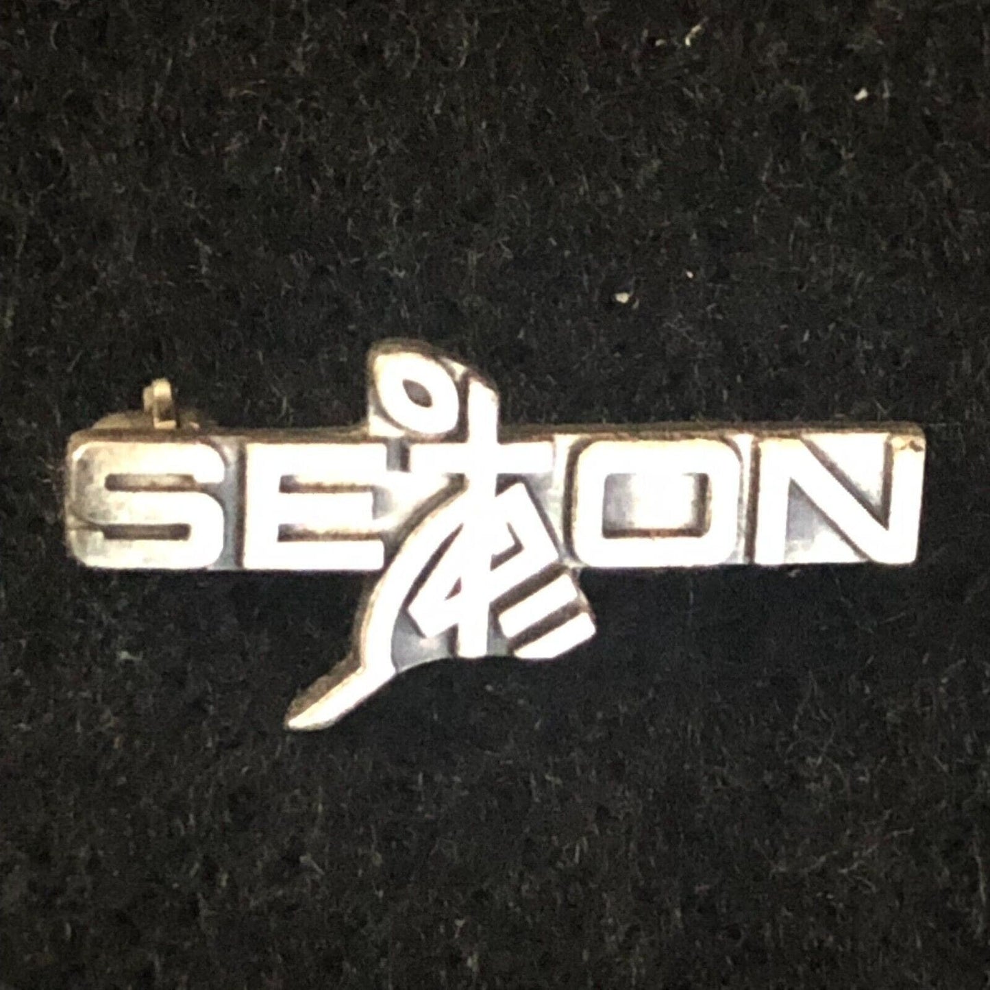 Vintage Seton Religious / Hand Holding Cross Pinback Lapel Pin - Sterling