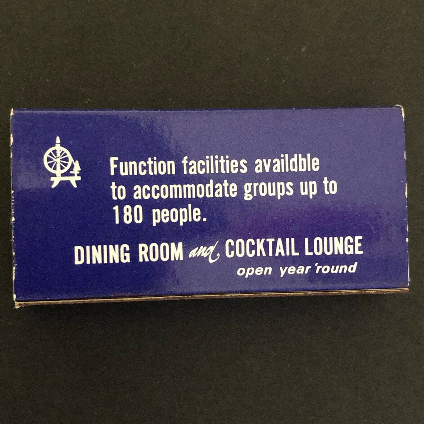 c1960's-70's Wooden Matchbox Matchbook "Spinning Wheel Inn" Redding Ridge, CT