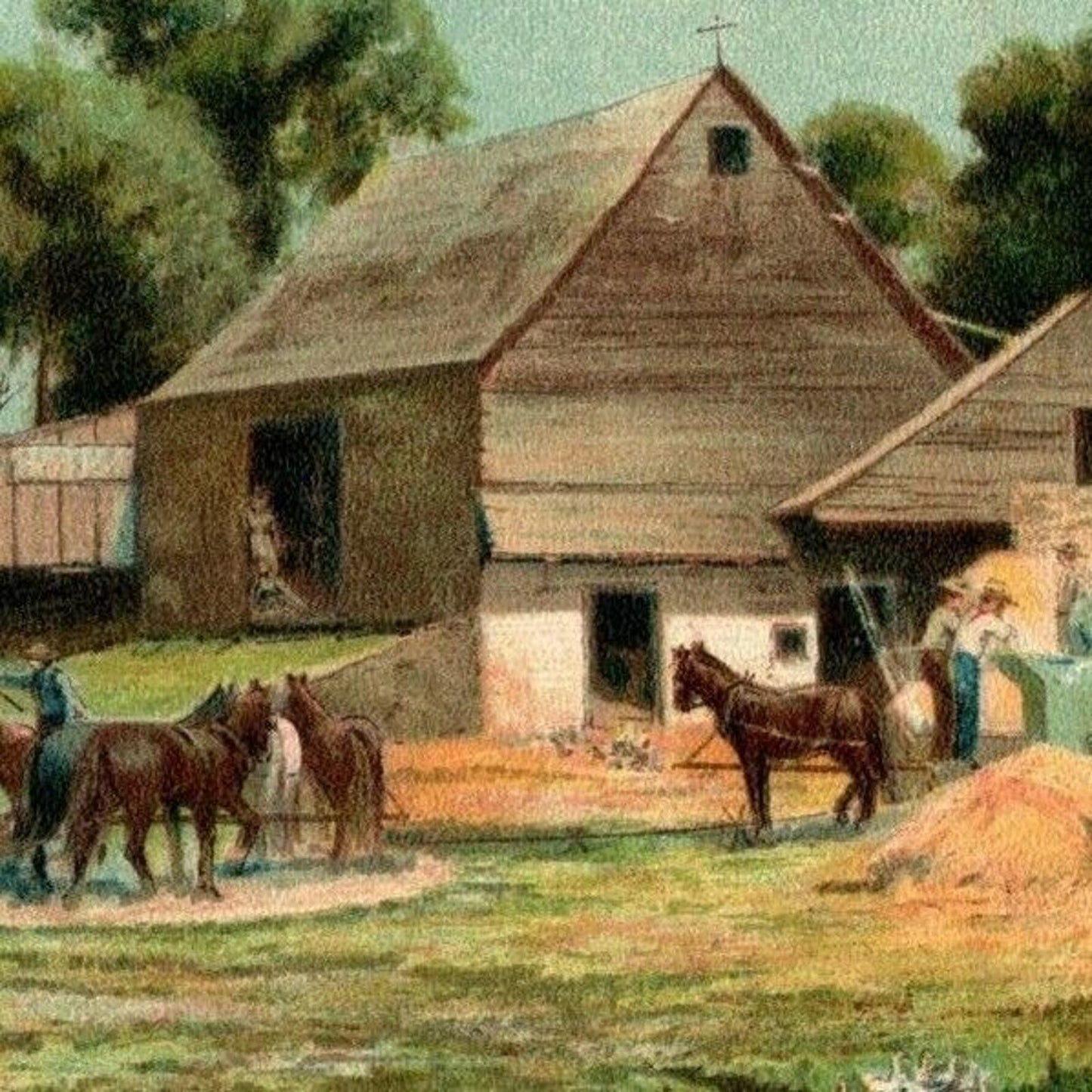 American Cereal Co.'s Quaker Oats Trade Card Likely 1893 Chicago Fair Threshing