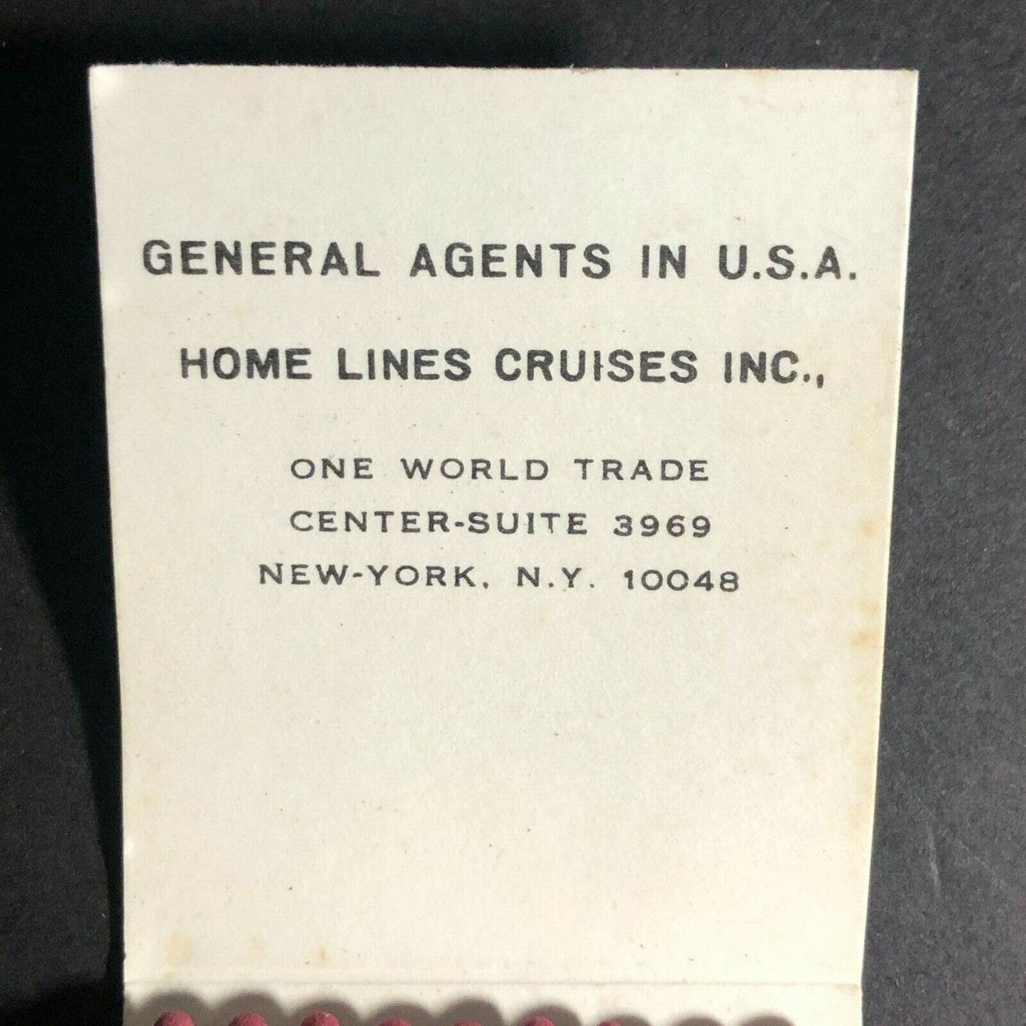 c1970's Full Matchbook Home Lines Cruises World Trade Center NYC