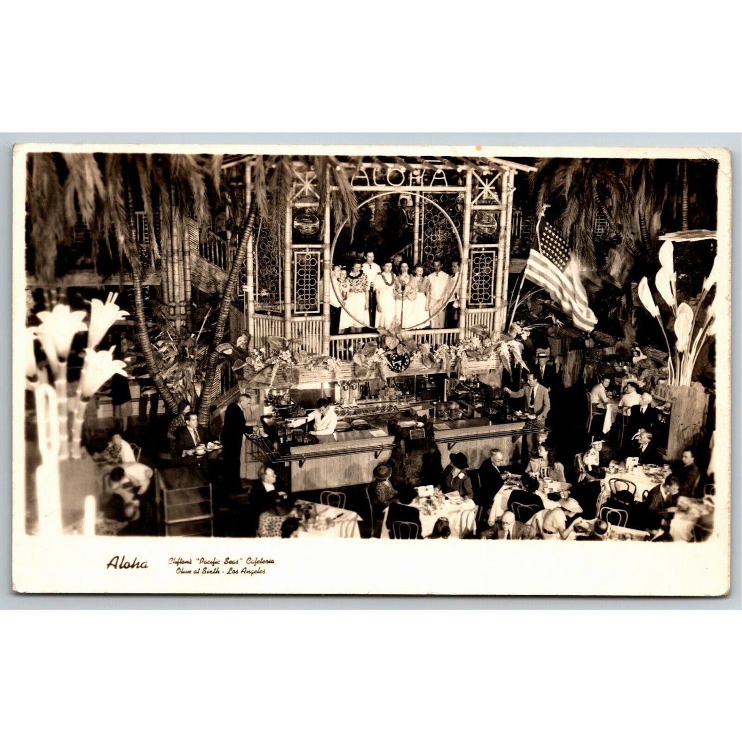 Vintage RPPC* Postcard Clifton's "Pacific Seas" Cafeteria LA, CA c1930's