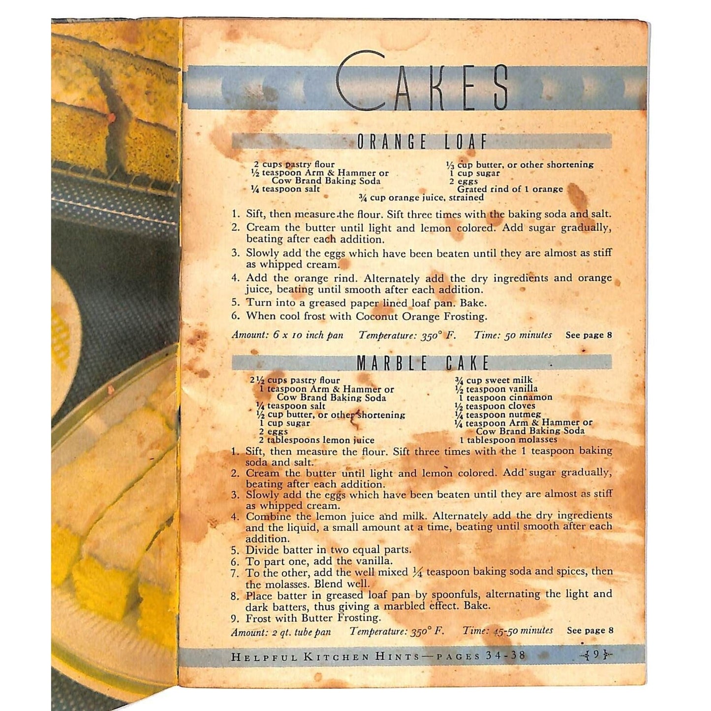 Arm & Hammer Baking Soda "Successful Baking" Cook Book 1936 38pp