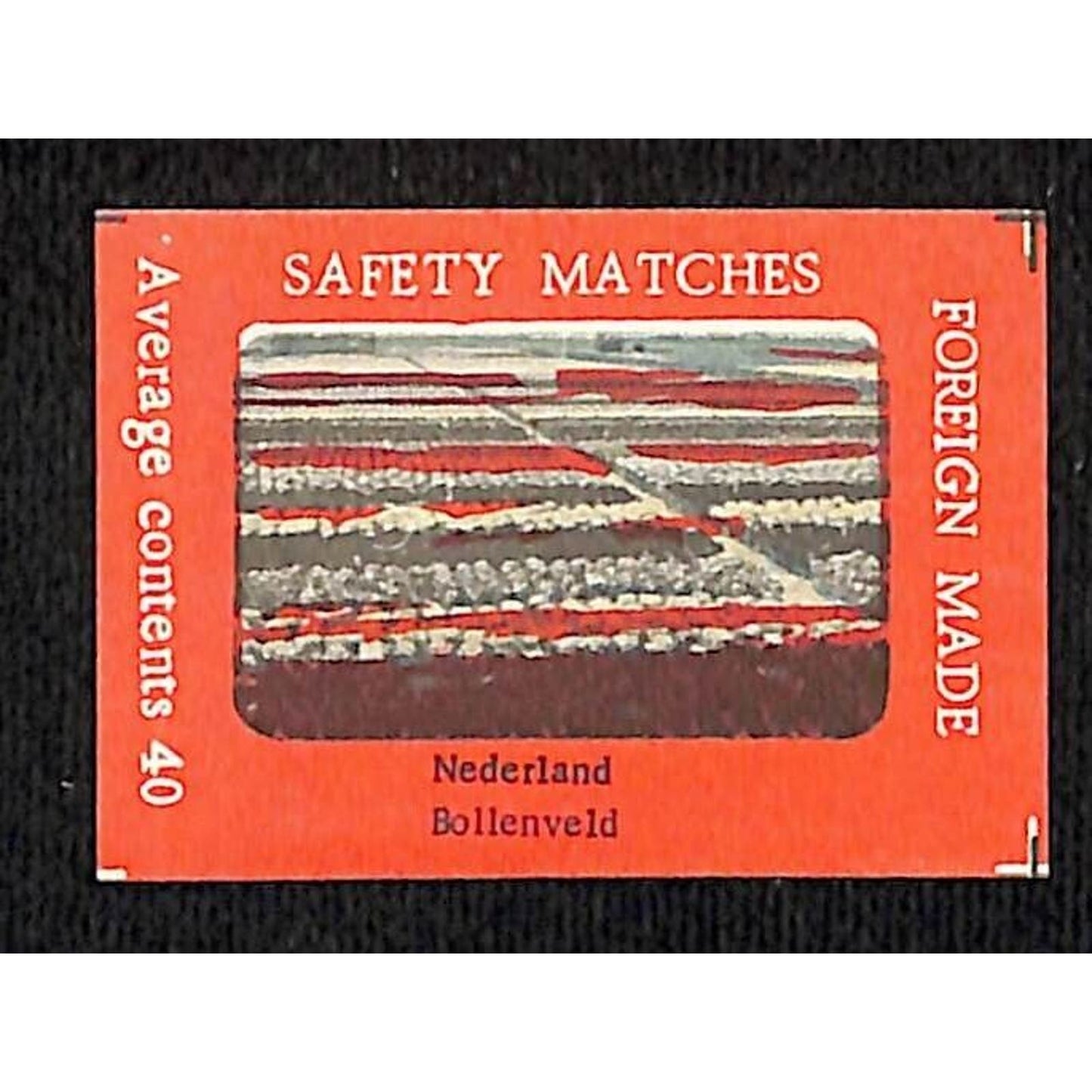 Vintage Matchbox Label Netherlands Flower Bulb Field c1960's