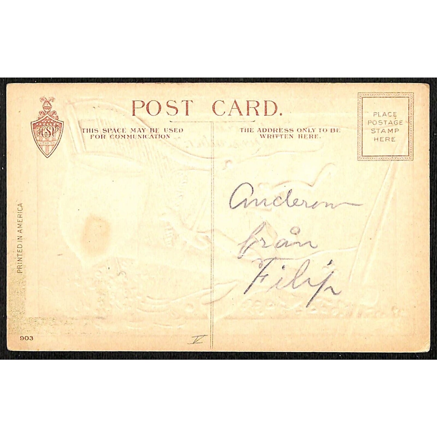 Ireland Postcard Erin Go Bragh Pipe Flag Harp Gilt Embossed NP c1909-15