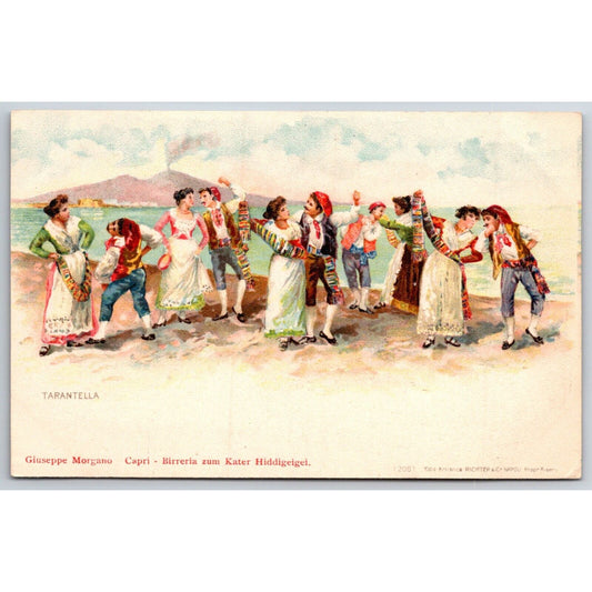 Italian Postcard Several Couples Dancing Outdoors Tarantella 1901-1907 NP VGC