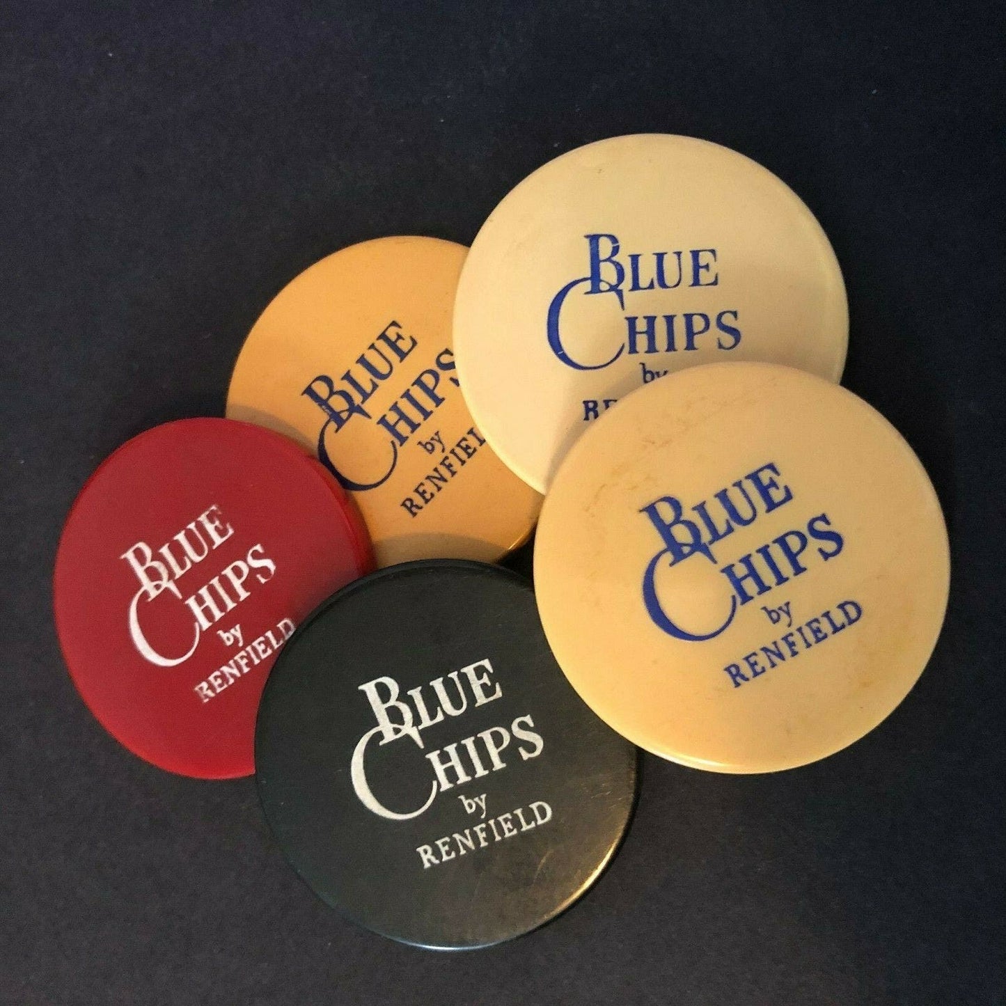 Group of 5 Vintage "Renfield Blue Chips" Advertising Poker Chip - Eisenstadt