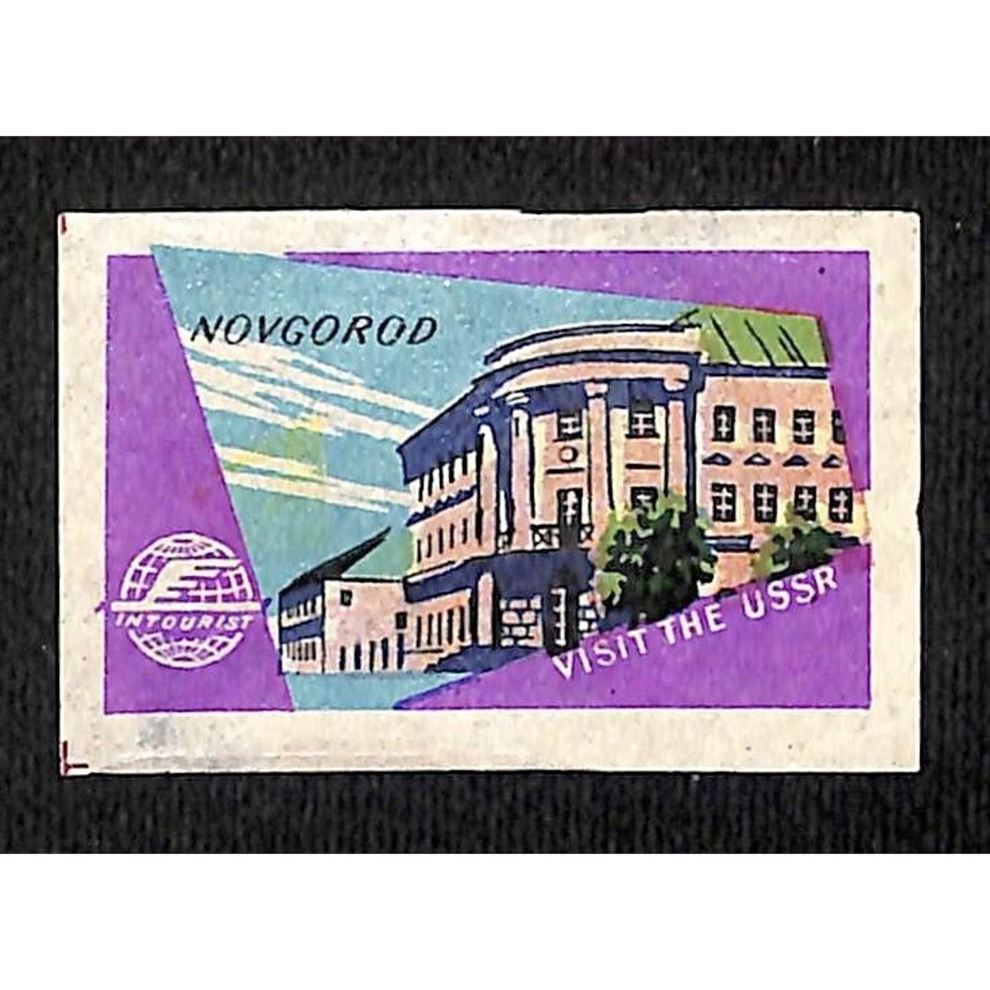 Vintage Matchbox Label Intourist Visit the USSR Novgorod - c1955-65