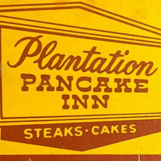 1940's-50's Full Matchbook - "Plantation Pancake Inn" Steaks Cakes - Ocala, FL