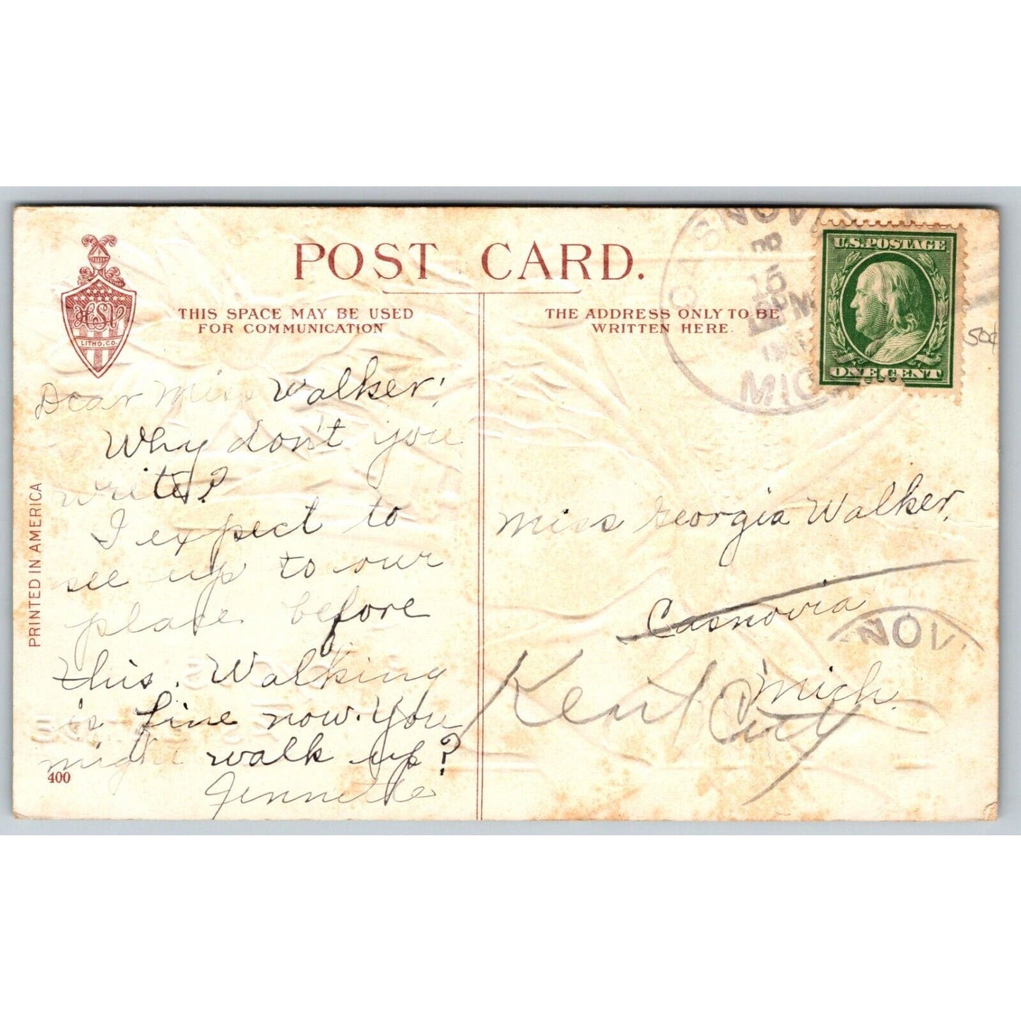Easter Postcard "A Joyous Eastertide" Floral Baby Chicks Gilt Emb. c1920